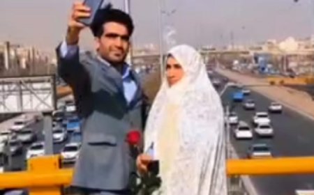 ببینید| افتتاح متفاوت یک پل روگذر شهری با جشن ازدواج