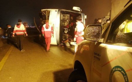 واژگونی اتوبوس در جاده شوش به اهواز با ۱۴ مصدوم و یک جان‌باخته
