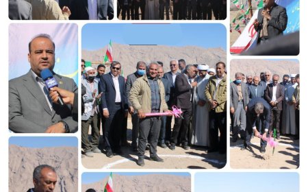 کلنگ زنی زمین چمن مصنوعی فوتبال بخش احمدی با سرمایه گذاری شرکت پالایش نفت بندرعباس