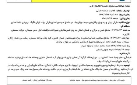 ورود سامانه جدید بارشی به فارس از روز سه شنبه