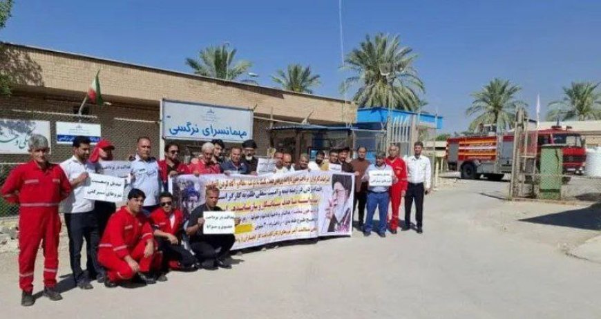 تجمع کارگران پیمانکاری نفت گچساران/ طرح ساماندهی اجرا شود