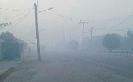 شهر رفیع خوزستان غرق در دود آتش هورالعظیم