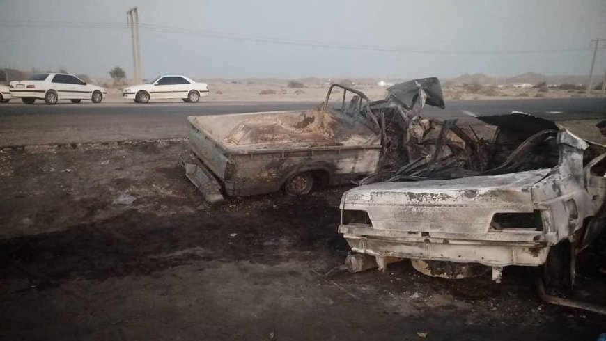تصادف مرگبار خودروهای حامل سوخت قاچاق در محور میناب–جاسک