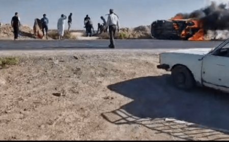 فیلم| حادثه جاده‌ای در دارخوین: سوختگی شدید ۳ جوان