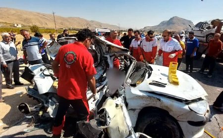 تصادف مرگبار پژوها در جاده سپیدان–شیراز؛ پنج نفر جان باختند، سه نفر مجروح شدند