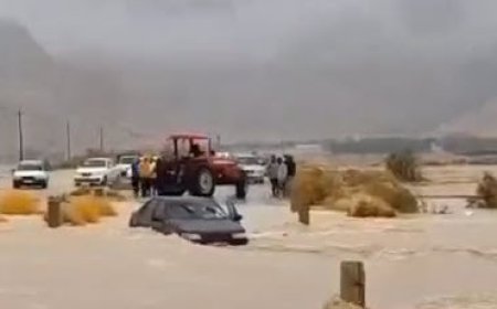 نجات راننده پژو در سیلاب جاده گله‌دار – بهرستان