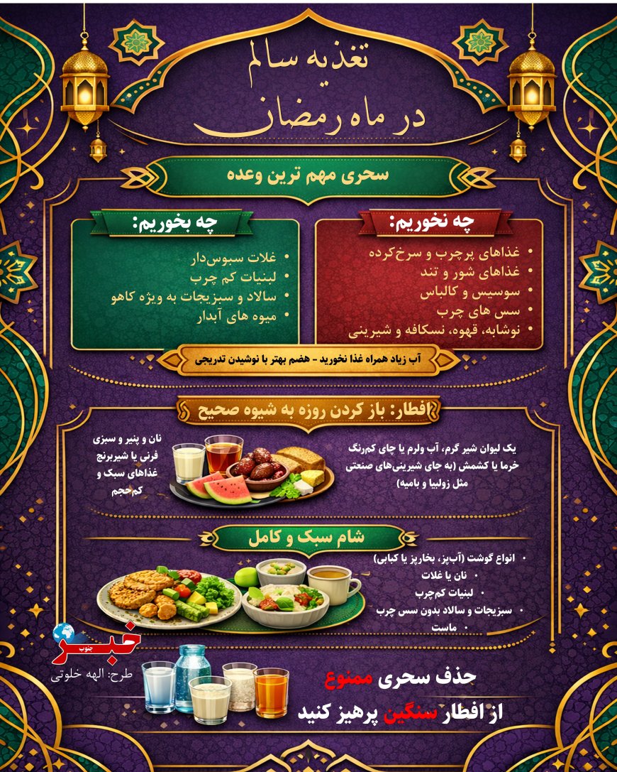 پیشنهادهایی برای وعده‌های غذایی روزه‌داران