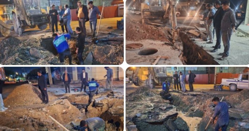 تلاش ۹ ساعته آبفا ۴ شکستگی در خط انتقال دوگنبدان را رفع کرد