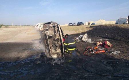 مرگ دلخراش راننده آریسان در آتش‌سوزی جاده جاسک