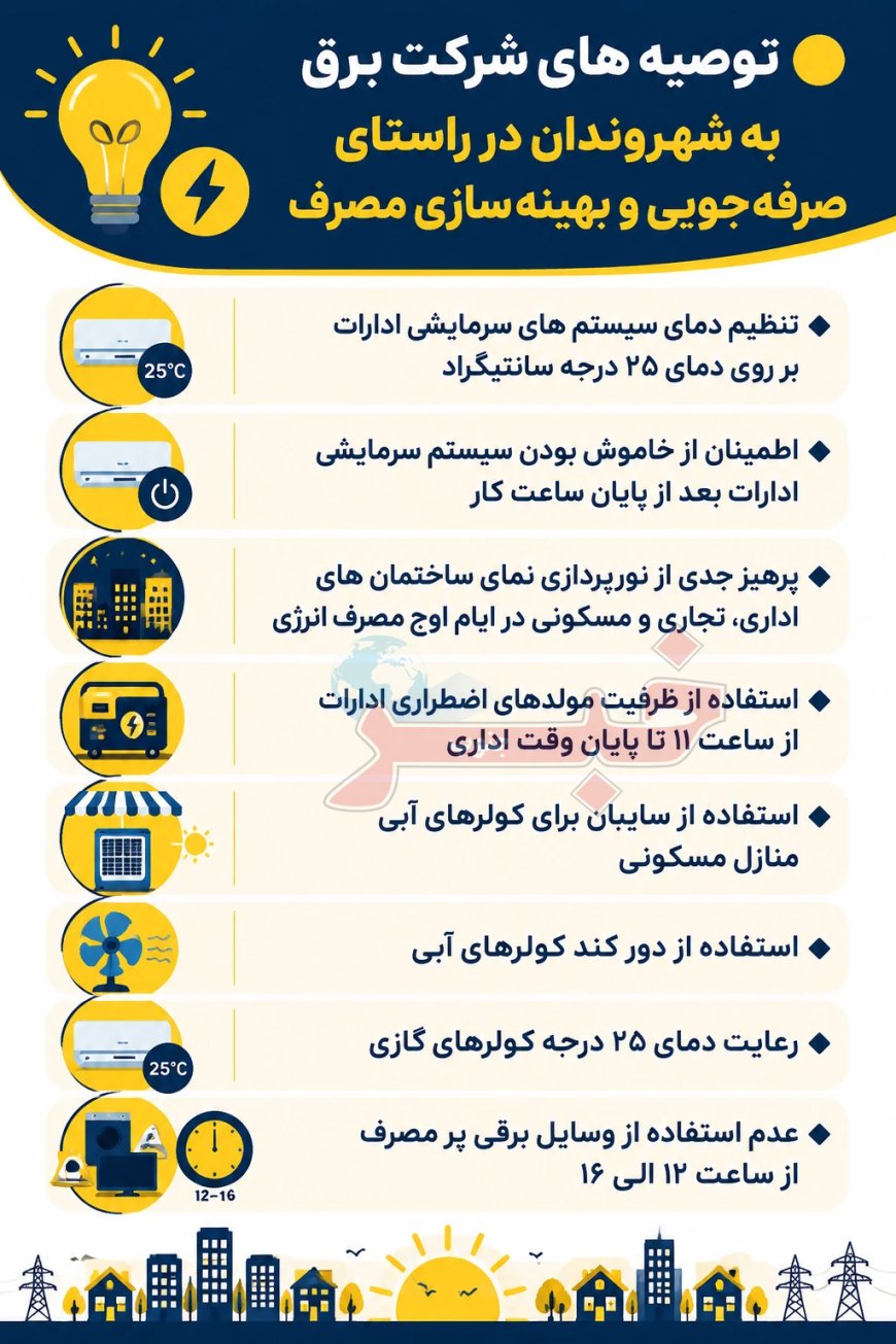 توصیه های شرکت برق به شهروندان در راستای صرفه‌جویی و بهینه‌سازی مصرف