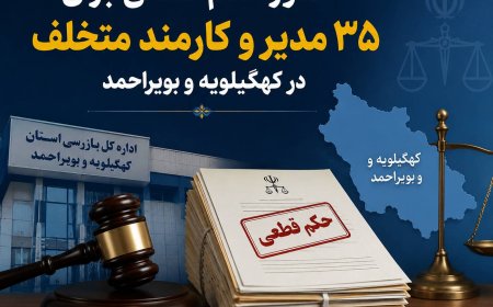 صدور حکم قطعی برای ۳۵ مدیر و کارمند متخلف در کهگیلویه و بویراحمد