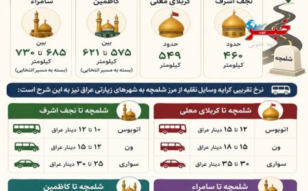 نرخ کرایه از مرز بین‌المللی شلمچه تا عتبات عالیات چقدر است؟