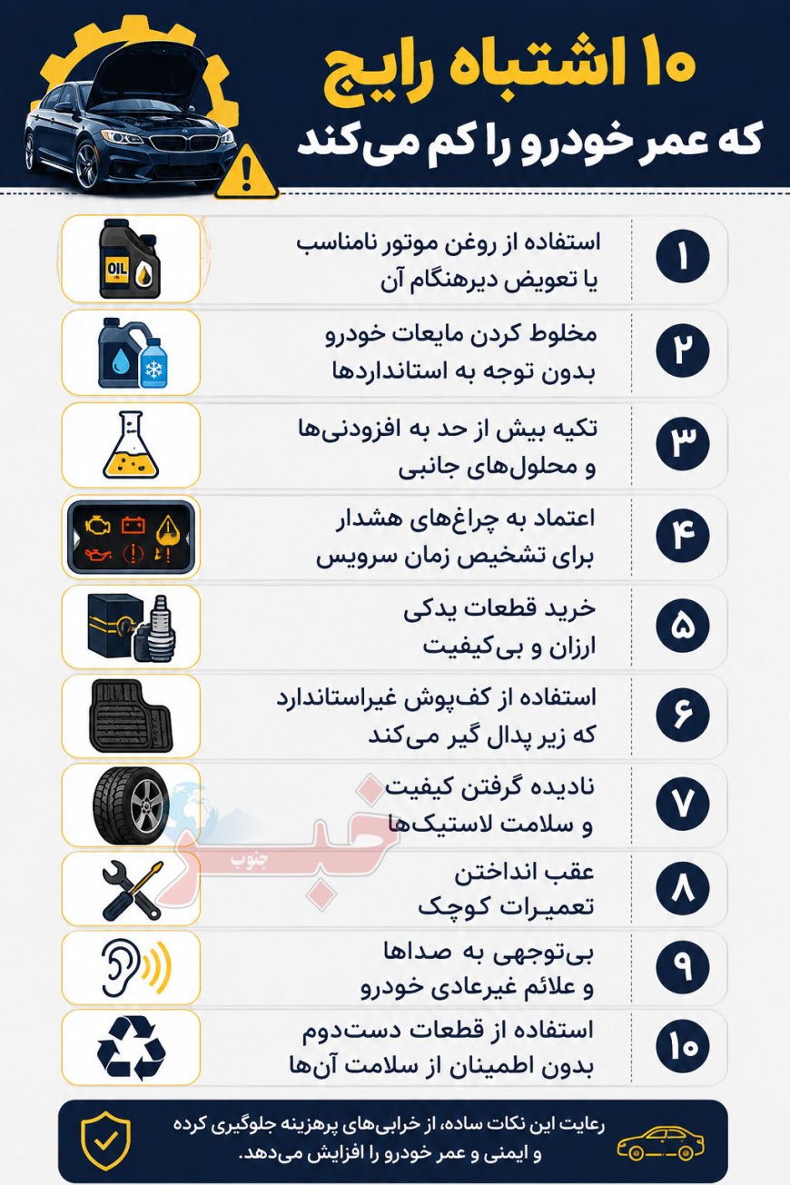 10 اشتباه رایج که عمر خودرو را کم می کند