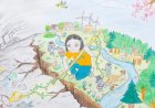 دختر ۱۰ ساله شیرازی برنده جایزه ویژه مسابقات جهانی نقاشی محیط زیست ژاپن شد